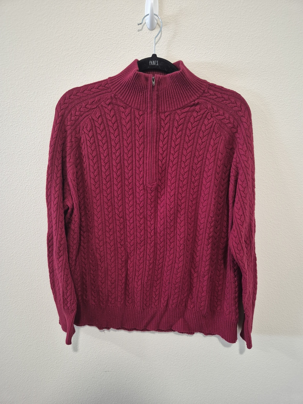 Eddie Bauer Men's Cable Knit Half-Zip Sweater - Deep Berry